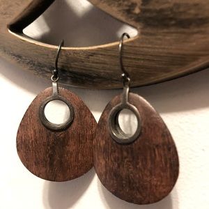 Wooden Contemporary Silpada Oval Silver Earrings